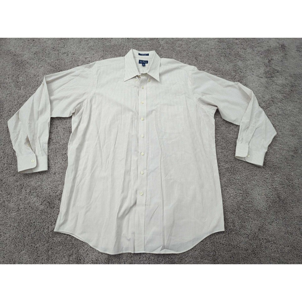 Vintage Paul Fredrick Button Up Shirt Mens 18 Two-Ply Cotton Made in Hong Kong